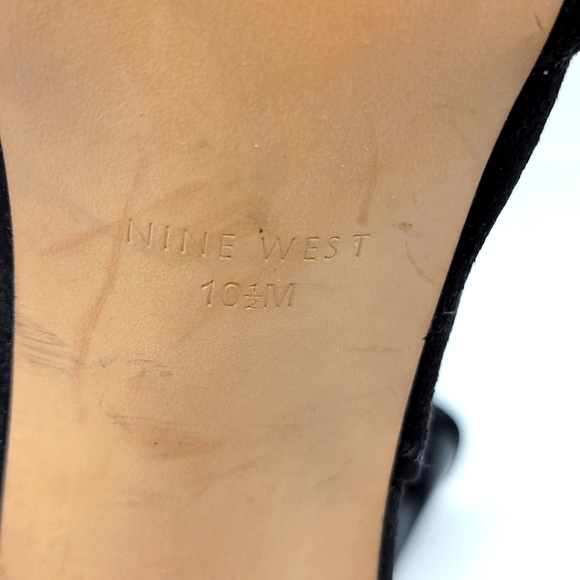 Nine West Black Levona Peep Toe Open Back Pumps Size 10.5 - Picture 7 of 7